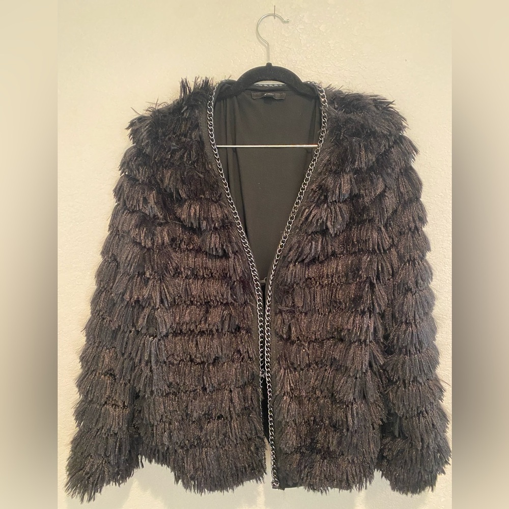 Fate Black Textured Teddy Jacket